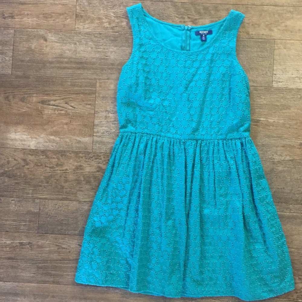 Old Navy teal eyelet dress